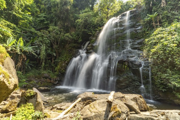 The Pha Dok Siew waterfall on the Pha Dok Sieo Nature Trail in Doi Inthanon National Park, Chiang Mai, Thailand, Asia