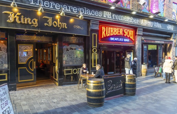 King John pub, Rubber Soul Beatles bar, Mathew Street, Liverpool, Merseyside, England, UK