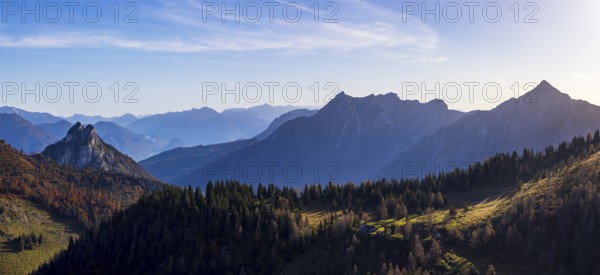 View from Windkogel to Sparber Rettenkogel and Rinnkogel, Postalm, Osterhorngruppe, Salzkammergut, Salzburg province, Austria, Europe