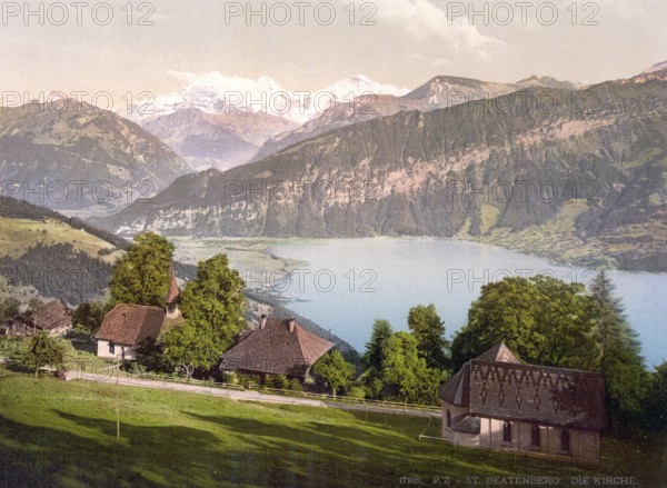 St. Beatenberg, Bernese Oberland, Switzerland, Historic, digitally restored reproduction from a 19th century original, Record date not stated, Saint Beatenberg, Bernese Oberland, Switzerland, Historic, digitally restored reproduction from a 19th century original, Record date not stated, Europe
