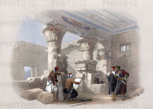 Dayr el Medeeneh, Dayr al-Madînah, Deir el-Medina, monastery of the city, the ruins of a workers' settlement of ancient Thebes in Egypt, around 1850, Historical, digitally restored reproduction from a 19th century original, exact date unknown