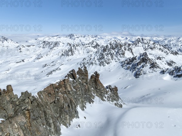 Vadret da Porchabella glacier in winter, Graubünden Haute Route, Albula Alps, Rhaetian Alps, Grisons, Eastern Switzerland, Switzerland, Europe