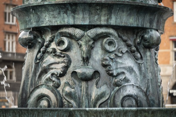 Bronze fountain, City Hall Square or Rådhuspladsen, Copenhagen, Denmark, Europe