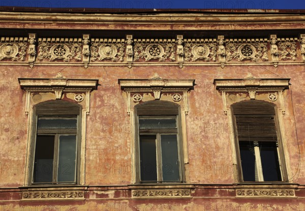 Banat, city of Arad, city centre, decoration on the houses in the old town, Romania, Europe