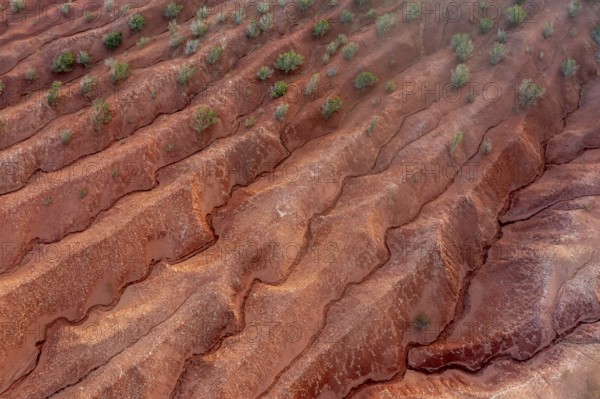 Red earth, erosion, above the cliff, Agulo, La Gomera, Canary Islands, Spain, Europe