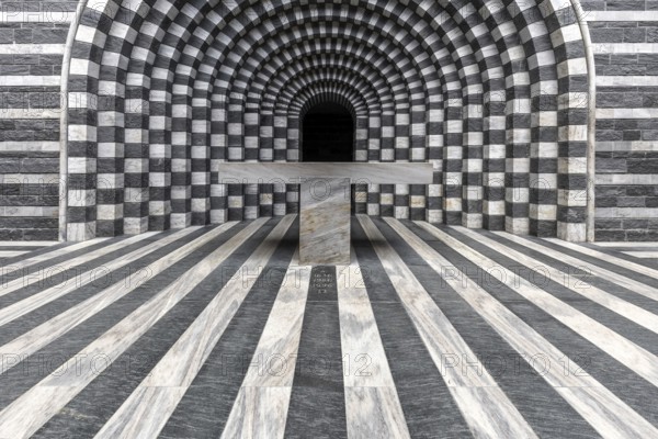 Chiesa di San Giovanni Battista, interior view, architect Mario Botta, Mogno, near Fusio, Lavizzara, Canton Ticino, Switzerland, Europe