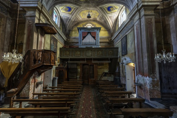Parish church of Sant'Anna, 1747-1753, interior view, mountain village of Rasa, Centovalli, Canton Ticino, Switzerland, Europe
