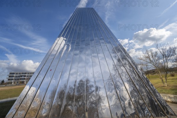 Modern church building, a sculpture in Hubland, new district on the site of the former American Leighton Barracks, Würzburg, Lower Franconia, Bavaria, Germany, Europe