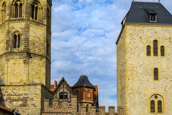 Nikolaikirche and Nikolaitor, 12th century Romanesque buildings in the historic city centre of Eisenach, Thuringia, Thuringian Forest, Germany, Europe