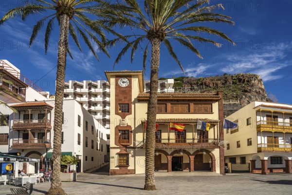 The Ayuntamiento town hall on Plaza de las Américas square in the island's capital San Sebastian de La Gomera, La Gomera, Canary Islands, Spain, Europe