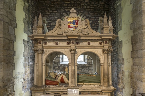 Tomb of Henry Somerset, 2nd Earl of Worcester, St Mary's Priory Church in Chepstow, Wales, Great Britain