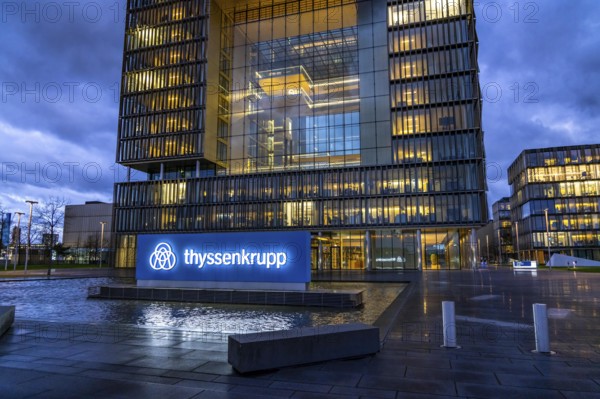 The Ruhr Tech Campus Essen, formerly the Thyssenkrupp Campus, headquarters of Thyssenkrupp, building K1, since 2024 other companies such as E.ON and Siemens have been located on the site, Essen North Rhine-Westphalia, Germany, Europe