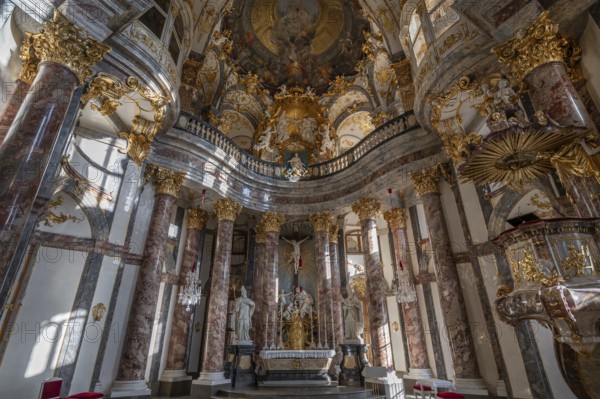 Interior of the Court Chapel of the Würzburg Residence, consecrated in 1743, Würzburg, Lower Franconia, Bavaria, Germany, Europe