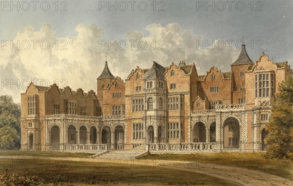 South view of Holland House, Middlesex, the Seat of Lord Holland, England, digitally restored reproduction of a 19th-century original by John Buckler, Record date not stated, South view of Holland House, the Seat of Lord Holland, digitally restored reproduction of a 19th-century original, Record date not stated