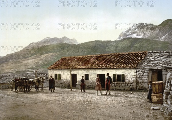 The station di Krstac on the road to Cetinje, in Njedusi, Montenegro, View from 1885, Historical, digitally restored reproduction from a 19th century original, Record date not stated, Europe