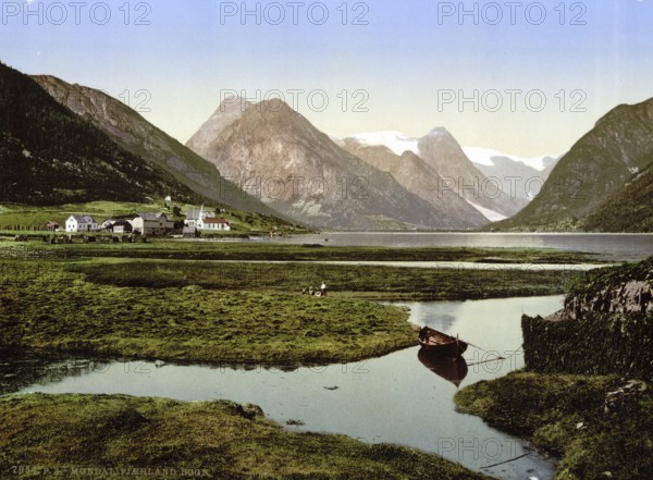 Mundal, Fjaerland, Sognefjord, Norway, c. 1895, Historic, digitally restored reproduction from a 19th century original, Record date not stated, Europe
