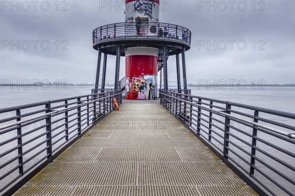 The lighthouse of Blankenese, seafaring, shipping, landmark, graffiti, Hamburg, Germany, Europe