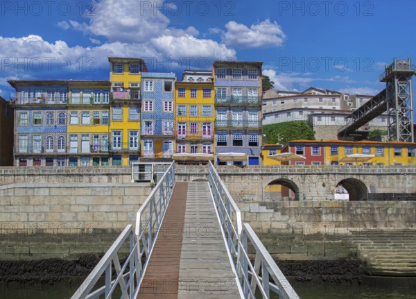 Beautiful and colorful Porto Streets near Rio Douro in historic center