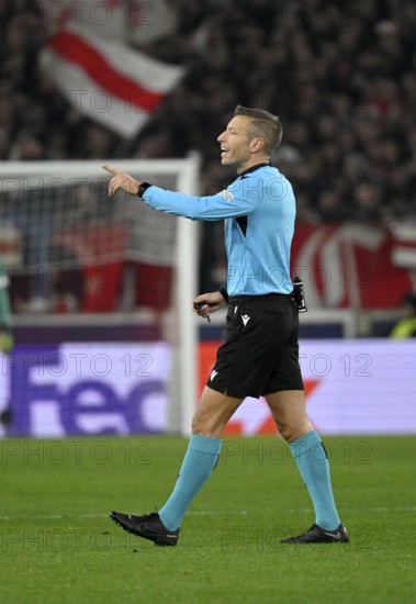 Referee Referee Davide Massa (ITA) Gesture Gesture Champions League, MHPArena, MHP Arena Stuttgart, Baden-Württemberg, Germany, Europe