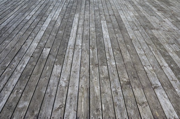 Grey, weathered wooden planks with visible grain and texture, Sandnes, Fylke Rogaland, Norway, Europe