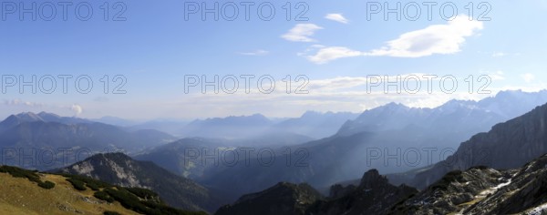 Alpine panorama of the Northern Alps, taken near Garmisch-Partenkirchen