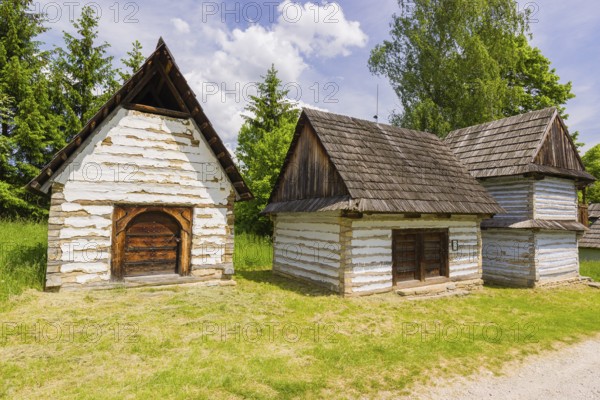 Museum of slovak village in Jahodnícky Hory, east of Martin, Slovakia. The Village Museum is the largest of its kind in Slovakia. On an area of 15.5 hectares there are143 exhibits of Slovak folk architecture from northwest Slovakia