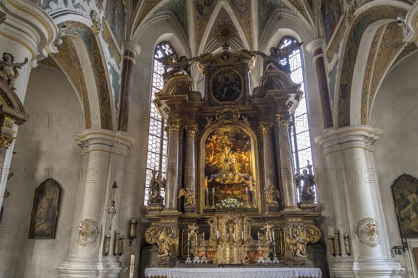Altar of the Church of Our Lady in moated castle am Inn, Bavaria, Germany, Europe