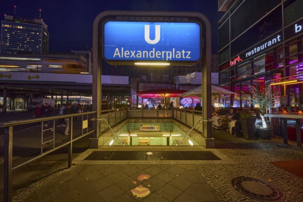 Alexanderplatz underground station in the evening, Berlin, capital city, independent city, federal state of Berlin, Germany, Europe
