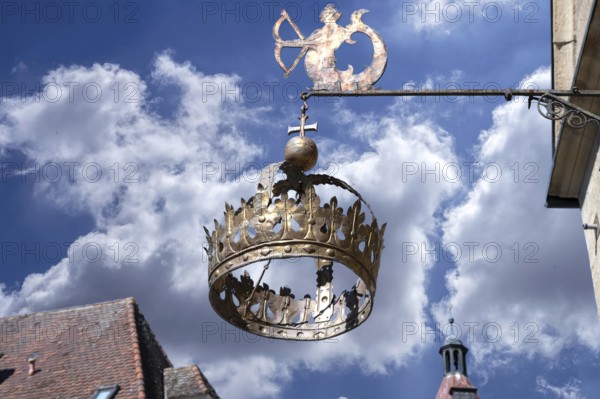 Nose sign of the Hotel Restaurant Krone, 15th century, Rosenstraße 10, Weißenburg, Middle Franconia, Bavaria, Germany, Europe