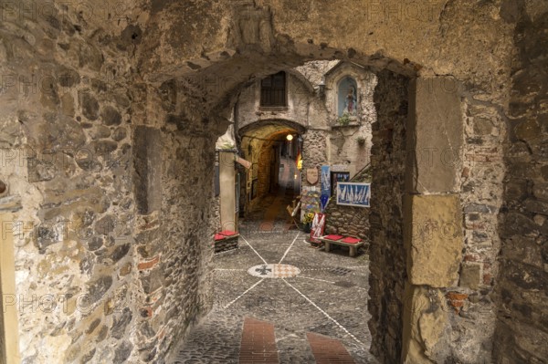 In the old town centre of Dolceacqua, Liguria, Italy, Europe