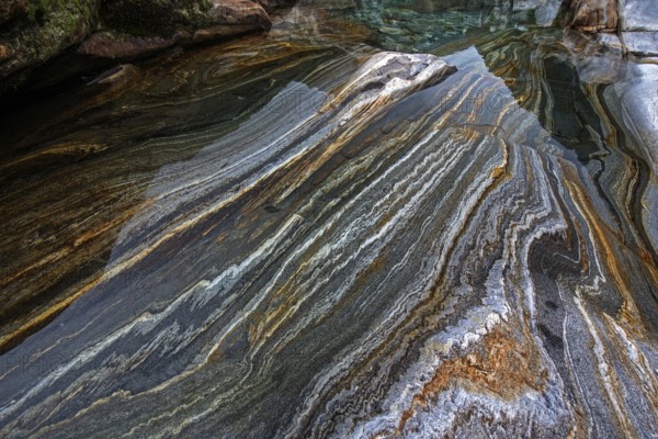 Rocks, rock structures, clear water, Verzasca River, near Lavertezzo, Verzasca Valley, Valle Verzasca, Canton Ticino, Switzerland, Europe