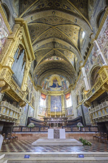 View of the main altar and organ in the Cathedral of Santa Maria Assunta, Cremona, Province of Cremona, Italy, Europe