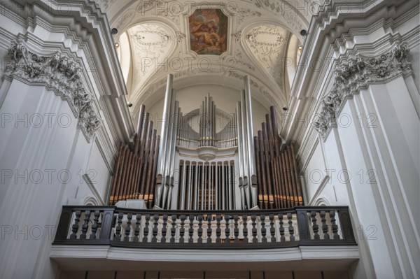 Organ loft, St Kilian's Cathedral, detail, Würzburg, Lower Franconia, Bavaria, Germany, Europe
