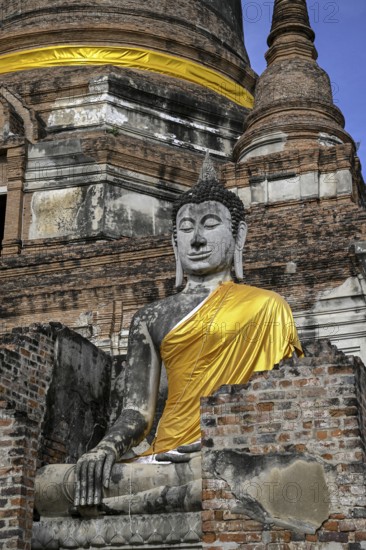 Buddha statue in Wat Yai Chai Mongkhon, Buddhist temple, Ayutthaya, Ayutthaya province, Thailand, Asia