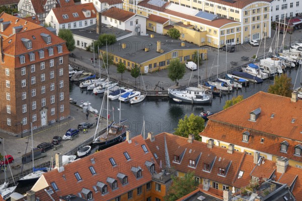 View from Vor Frelsers Kirke to Christianshavn and Wilders Canal, Christianshavn neighbourhood, Copenhagen, Denmark, Europe