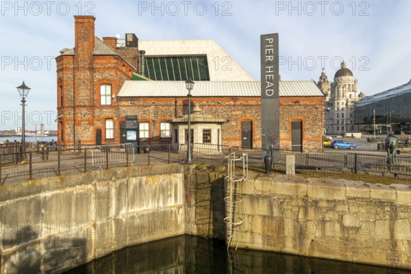 Historic waterfront dock Pump House buildings, Canning Dock, Pier Head, Liverpool, England, UK