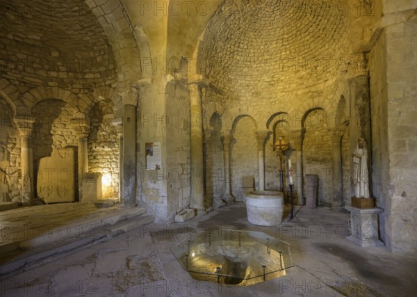 Interior view of the Baptistery of Venasque, Département Vaucluse, France, Europe