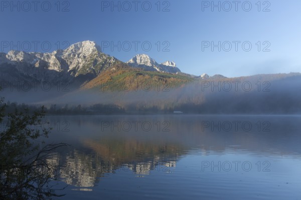 Autumn mood at lake Almsee, Grünau, Austria, Totes Gebirge, Europe