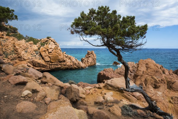 Red rocks and sea, Spiaggia di Coccorocci, near Tertenia, Province of Ogliastra, Sardinia, Italy, Europe