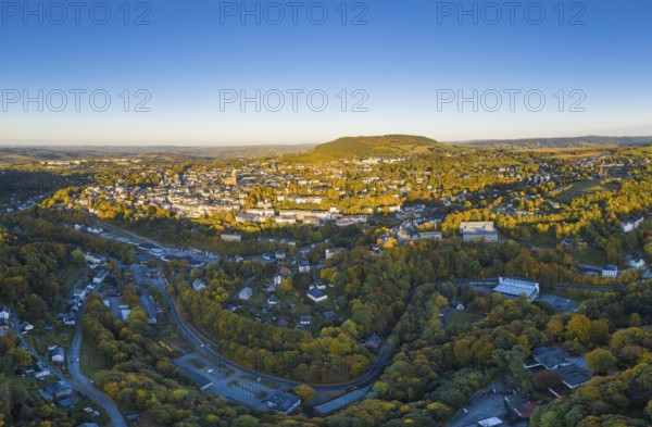 Town view with St Annenkirche and Pöhlberg, Annaberg-Buchholz, Saxony, Germany, Europe