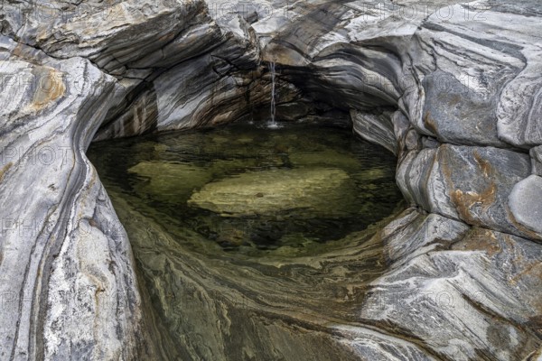 Rocks, rock structures, Verzasca River, near Lavertezzo, Verzasca Valley, Valle Verzasca, Canton Ticino, Switzerland, Europe