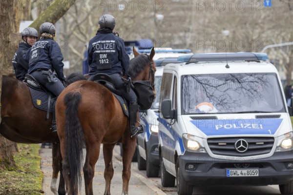 Football 3rd division, 2024/25 season, matchday 24: Waldhof Mannheim vs Hansa Rostock***Massive police deployment at the high-risk match