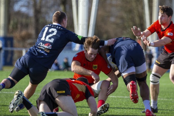Rugby: Germany against MKS Pogon Awenta Siedlce, Poland in Heidelberg (test match of the German national rugby team in preparation for the upcoming World Cup qualifiers)