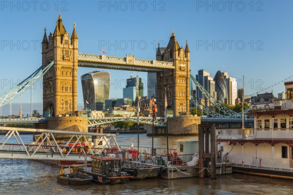 Skyline of London on the Thames with Tower Bridge, London, England, Great Britain