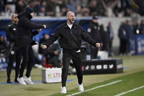 Goal celebration Coach Christian Ilzer TSG 1899 Hoffenheim Gesture Gesture PreZero Arena, Sinsheim, Baden-Württemberg, Germany, Europe