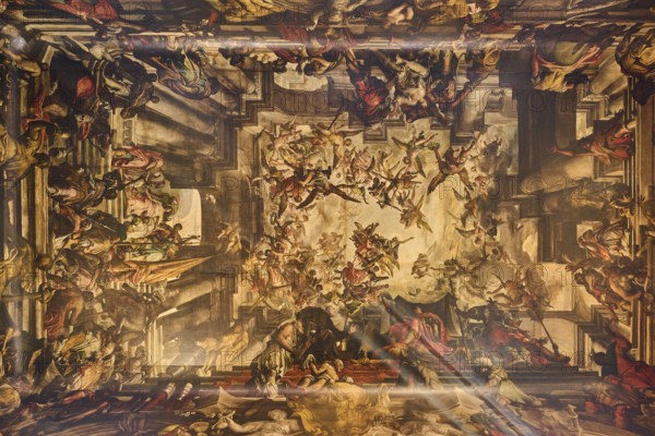 Paintings in the church of San Sebastiano in Venice on a sunny day in winter, Italy, Europe