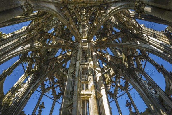 Spire from the inside, staircase to the viewing platform, Ulm Minster, Ulm, Baden-Württemberg, Germany, Europe