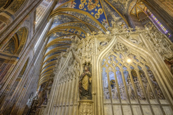 Detail of the choir in St Cecilia's Cathedral, Albi, Département Tarn, France, Europe