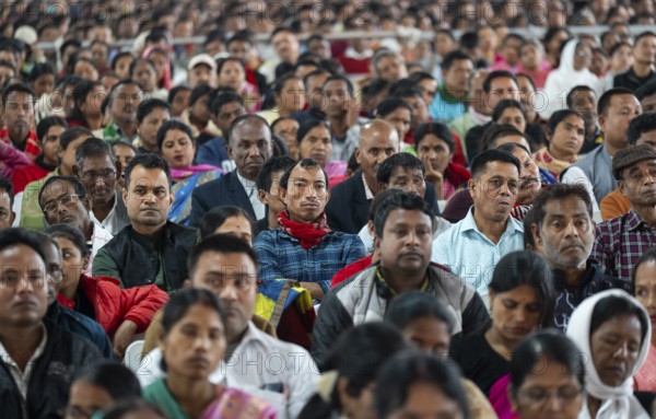 Large group of people arrives to the Lachit Barphukan Police Academy inauguration function on March 15, 2025 in Dergaon, India. The Lachit Barphukan Police Academy, inaugurated by Union Home Minister Amit Shah