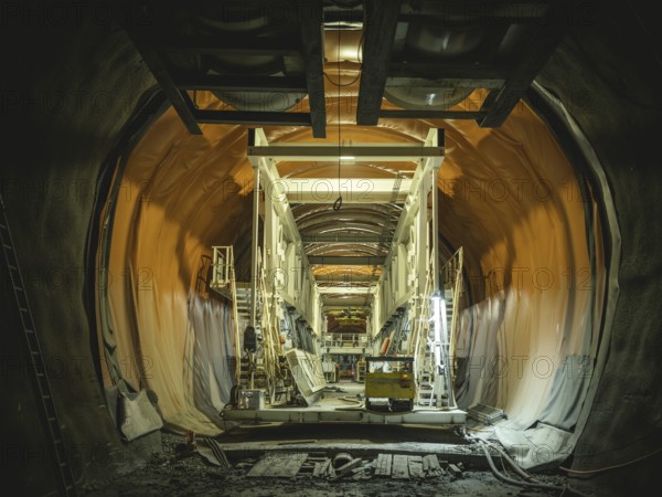 Rear section of the Wilma double-shield tunnel boring machine in the H53 construction lot, Brenner Base Tunnel, Wolf, Tyrol, Austria, Europe